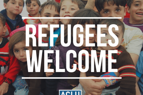 Refugees welcome sign