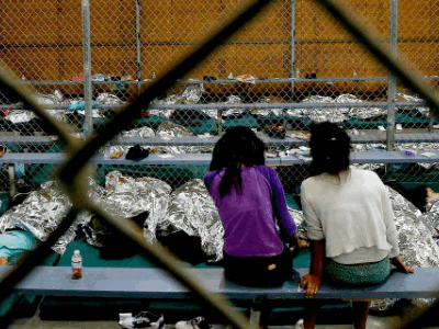 Girls in family detention center