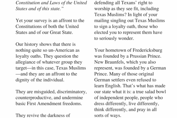 Full-page ad for Open Letter to rep. Biedermann