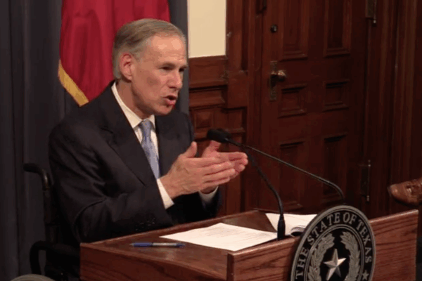 Image of Gov. Abbott announcing special legislative session