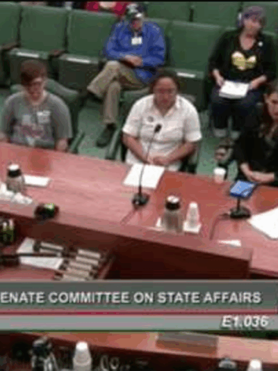 Screen shot of Kali Cohn testimony