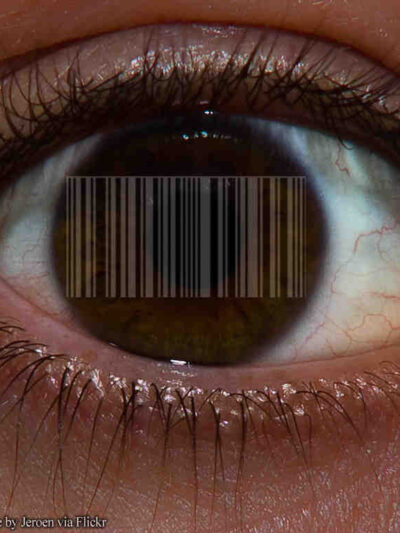 Bar code over eye