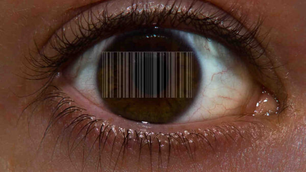 Bar code over eye