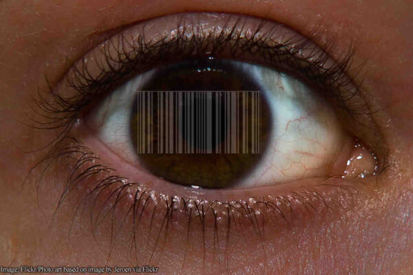 Bar code over eye
