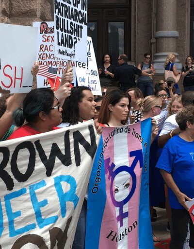 Trans flag at the Texas capitol