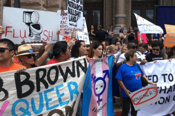 Trans flag at the Texas capitol