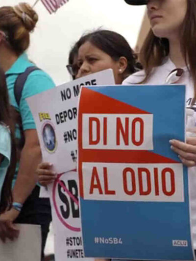 ACLU sign at SB4 protest