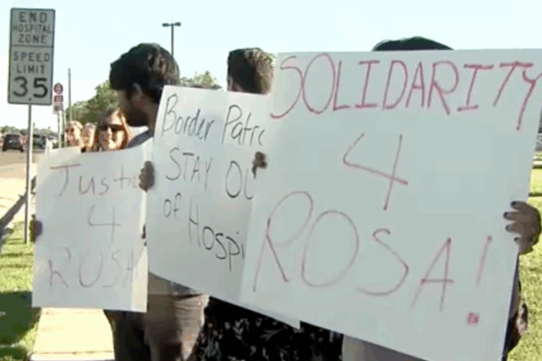 Free Rosa protestors outside of hospital