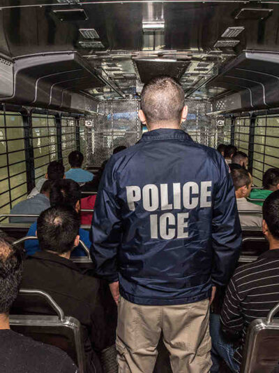 Police officer on bus