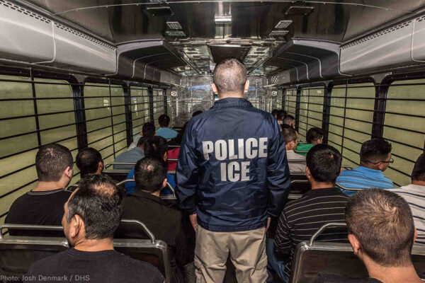 Police officer on bus