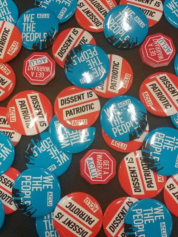 ACLU buttons and stickers