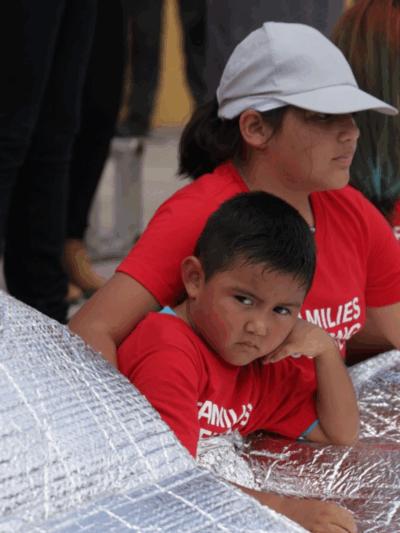 Kid at rally in Brownsville, Texas