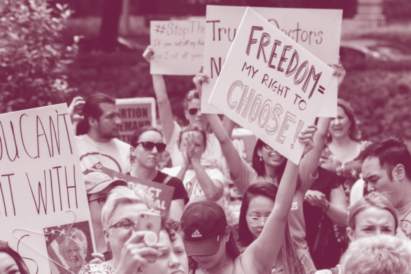 My right to choose protestors with sign