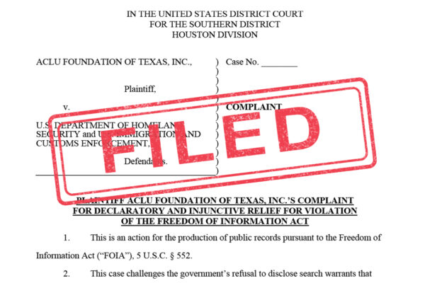 Filed lawsuit ICE freedom information act