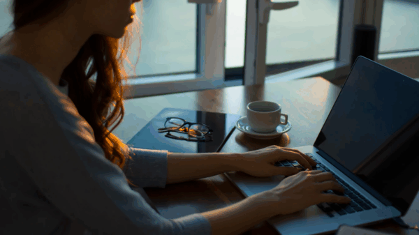 Woman working from home