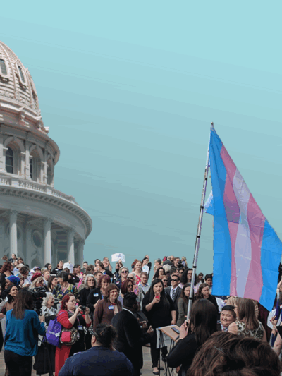 Pro-trans rights advocates at the Texas Capitol