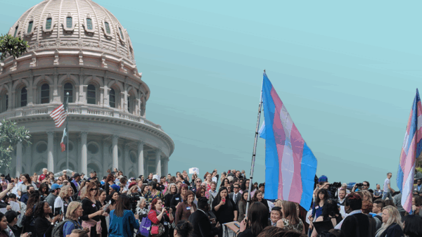 Pro-trans rights advocates at the Texas Capitol
