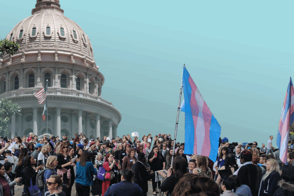 Pro-trans rights advocates at the Texas Capitol