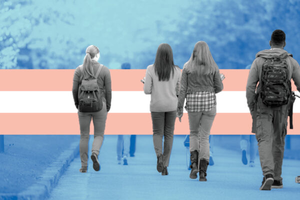 Trans Flag Kids Walking