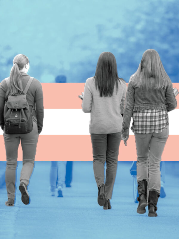 Trans Flag Kids Walking