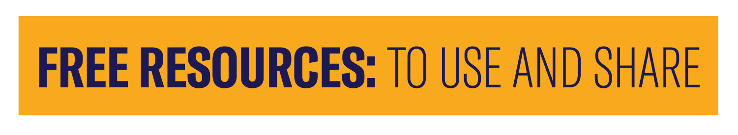 a yellow box with text that reads free resources: to use and share