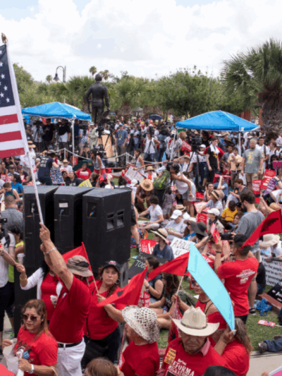Crowd of people protesting family separation at the border