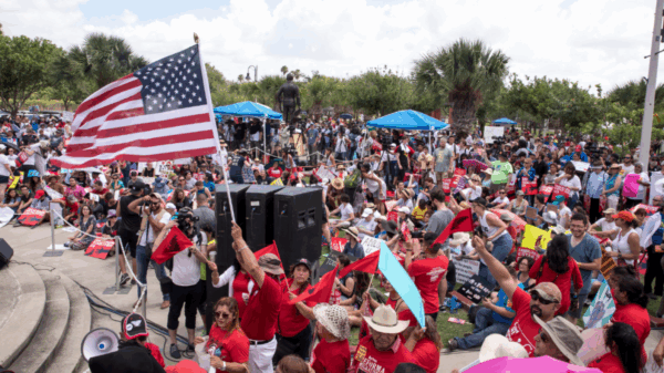 Crowd of people protesting family separation at the border