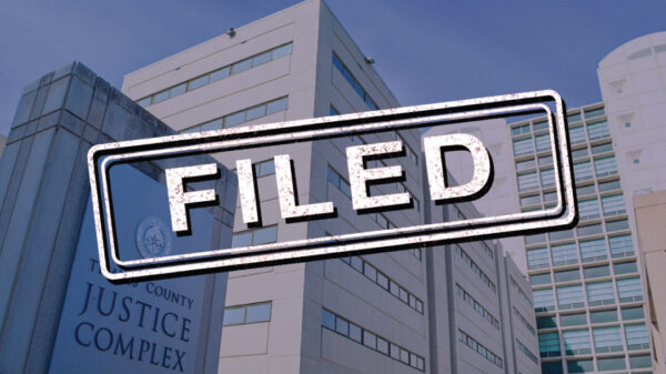 Filed in front of a court