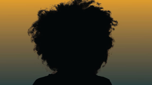 Silhouette of a person afro hairstyle.