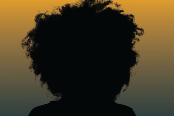 Silhouette of a person afro hairstyle.