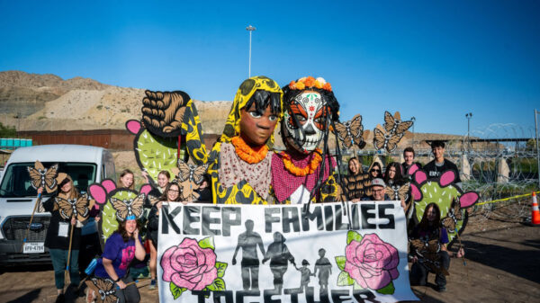 Giant puppet performance reuniting families in El Paso