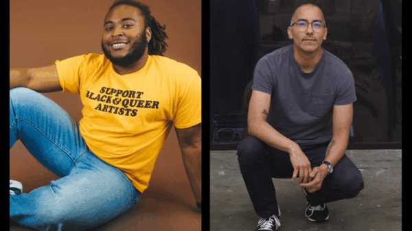 Photo of author KB Brookins and painter Vincent Valdez