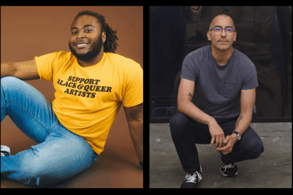 Photo of author KB Brookins and painter Vincent Valdez