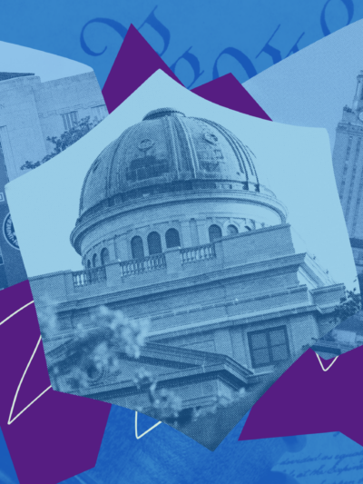 image of texas a&m, university of houston and university of texas superimposed on a blue and purple background