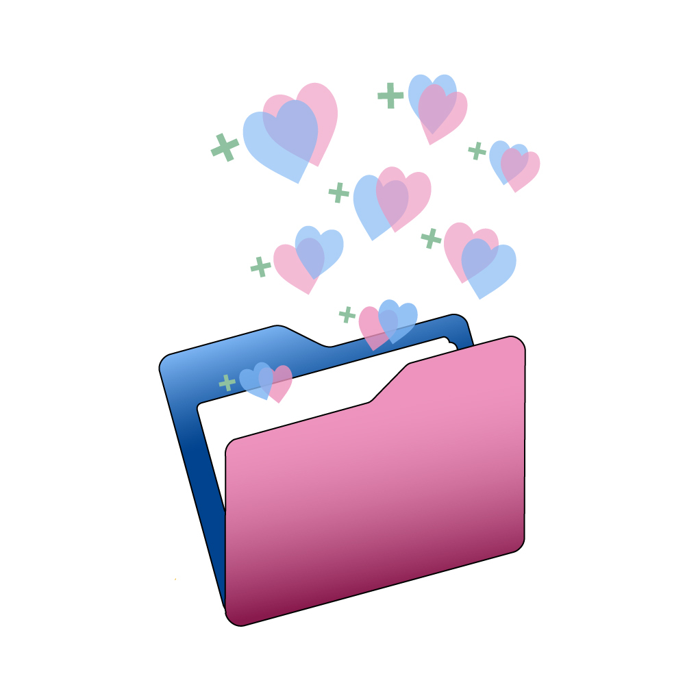 image of a file folder with hearts coming out of it