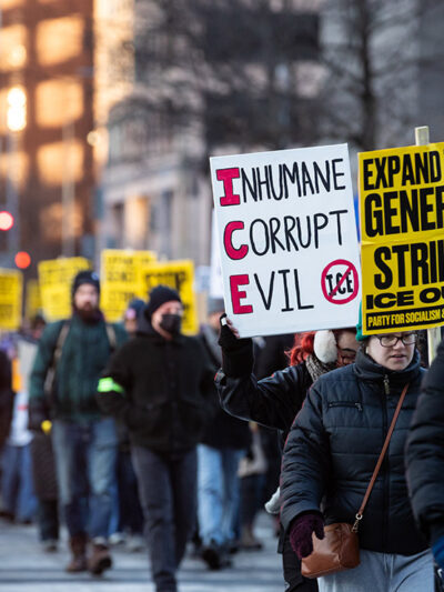 A D.C. demonstration protesting the actions of U.S. Immigrations and Customs Enforcement (ICE.)