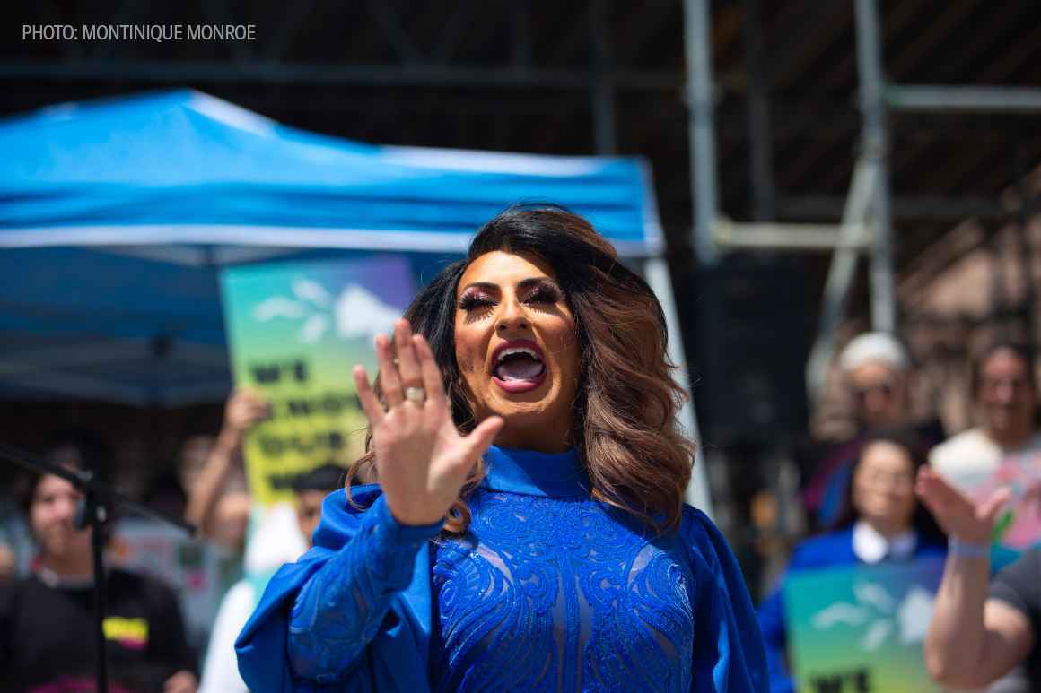 drag performer at rally 