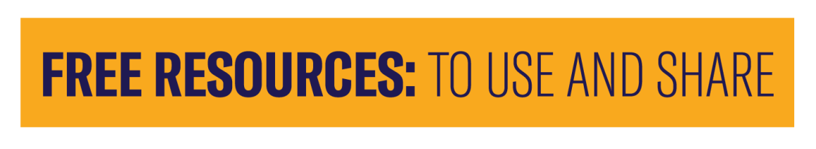 a yellow box with text that reads free resources: to use and share