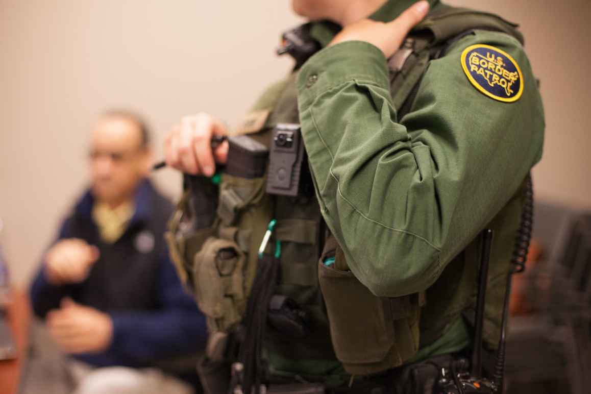 Photograph of Customs and Border Patrol officer in office