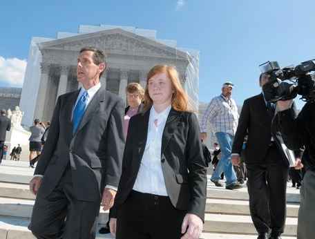 Abigail Fisher and her attorney at the Supreme Court