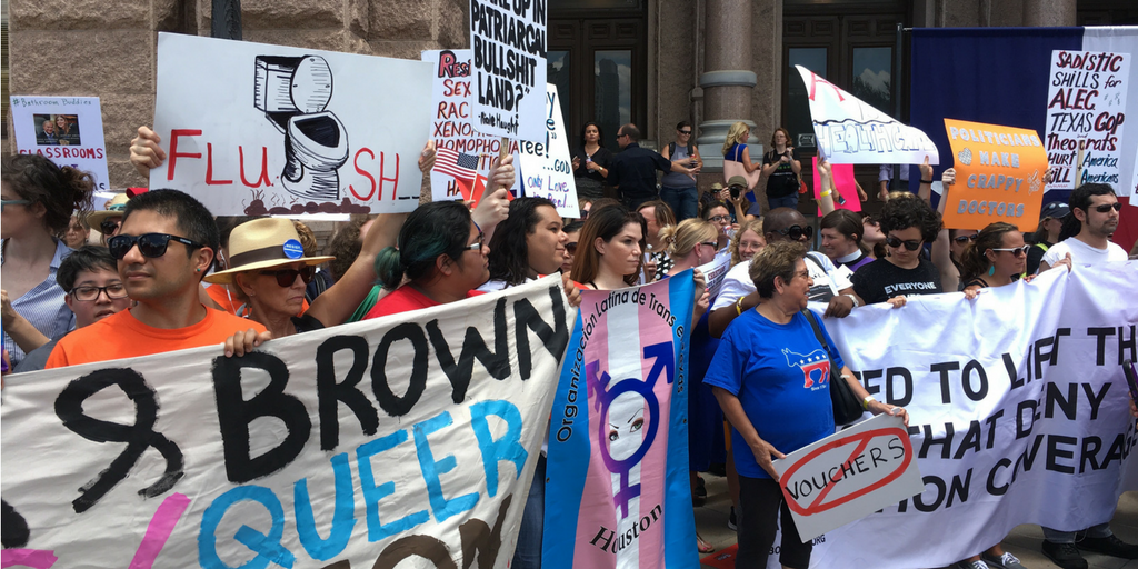 Trans flag at the Texas capitol