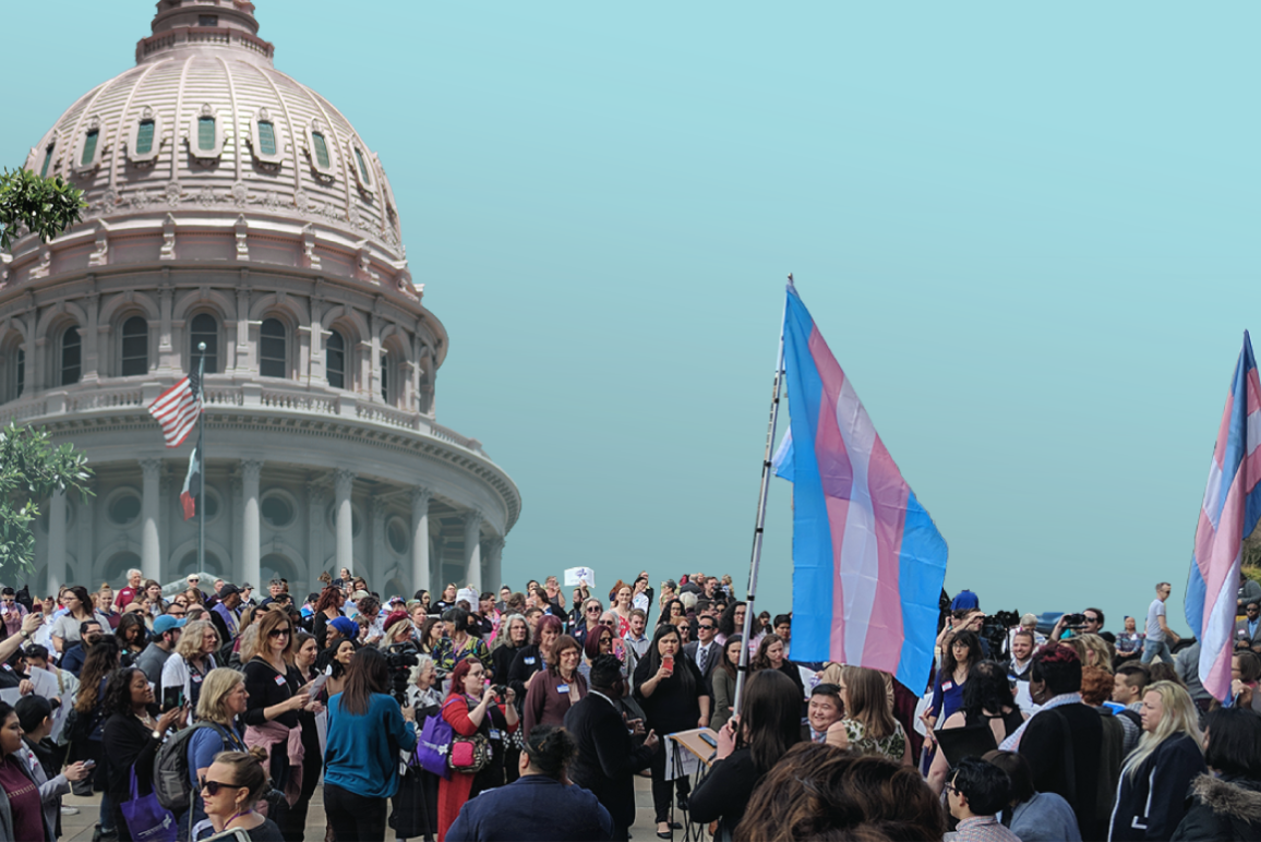 Pro-trans rights advocates at the Texas Capitol