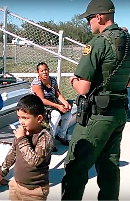 Border patrol with mother and son at La Joya baseball game