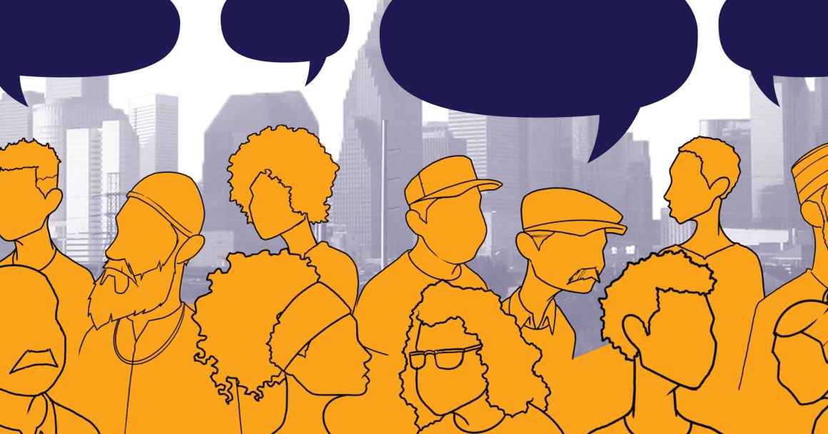 cartoons of people with thought bubbles hovering over their heads