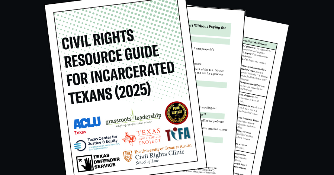 Graphic of the Civil Rights Resource Guide for Incarcerated Texans (2025)