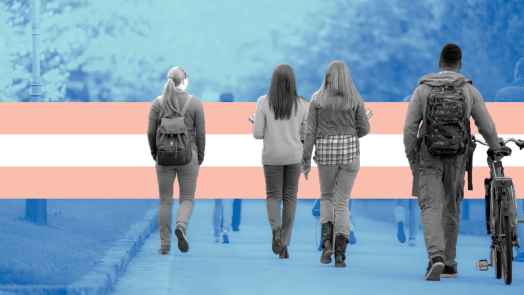 Trans Flag Kids Walking