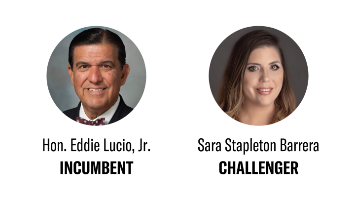 SD 27 primary runoff candidates 2020 Image: Cropped photos of the candidates running for TX Senate District 27, including: Hon. Eddie Lucio Jr. and Sara Stapleton Barrera.