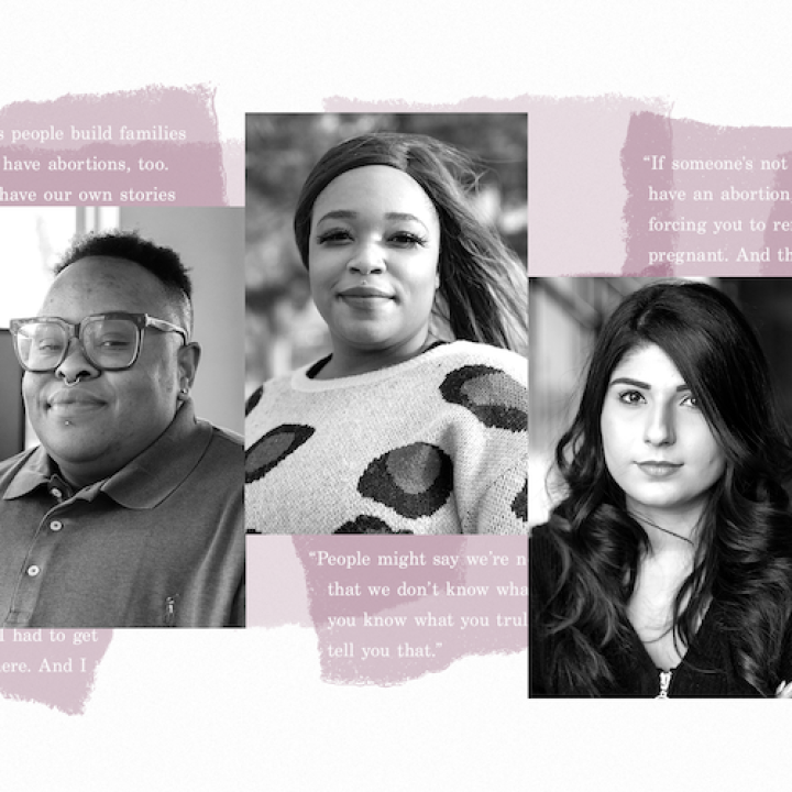 A collage of portraits of the five storytellers: Angel Kai, Veronika Granado, Cazembe Jackson, Briana McLennon, and Maleeha Aziz