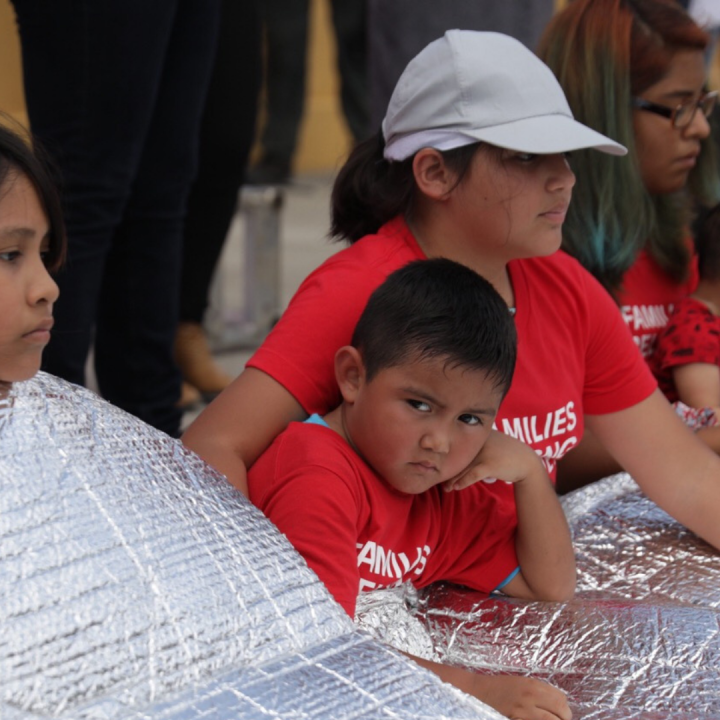Kid at rally in Brownsville, Texas