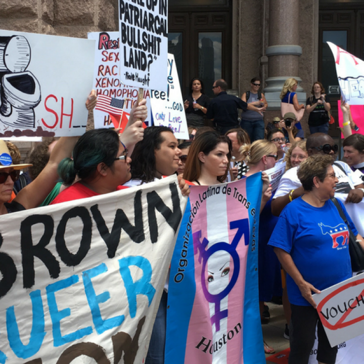 Trans flag at the Texas capitol